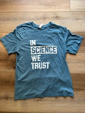 Bella Canvas Teal Blue 'In Science We Trust' Graphic Tee
